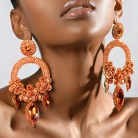 Ethnic Style Oval Water Droplets Rhinestone Drop Earrings Crystal Earrings 1 Pair main image 1