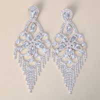 Fashion Geometric Alloy Rhinestone Earrings Tassel Crystal Earrings 1 Pair main image 5