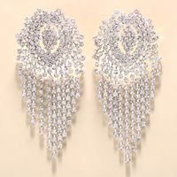 Fashion Water Droplets Tassel Rhinestone Drop Earrings Crystal Earrings 1 Pair main image 5