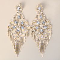 Fashion Geometric Alloy Rhinestone Earrings Tassel Crystal Earrings 1 Pair main image 6