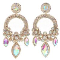 Ethnic Style Oval Water Droplets Rhinestone Drop Earrings Crystal Earrings 1 Pair main image 3
