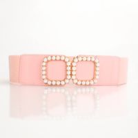 Sweet Solid Color Pu Leather Artificial Pearls Women's Leather Belts sku image 5