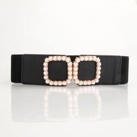Sweet Solid Color Pu Leather Artificial Pearls Women's Leather Belts sku image 2