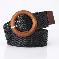 Basic Round Pu Leather Straw Women's Leather Belts sku image 1