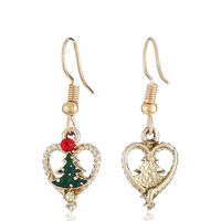 Moda Árbol De Navidad Forma De Corazón Aleación Esmalte Embutido Diamantes De Imitación Mujeres Aretes Collar 1 Pieza 1 Par main image 4