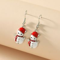 Retro Christmas Hat Snowman Alloy Enamel Inlay Rhinestones Christmas Women's Earrings Necklace main image 4