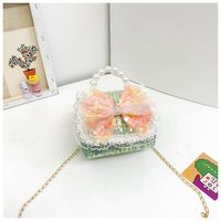 Girl's Small Pu Leather Color Block Cute Bowknot Square Magnetic Buckle Crossbody Bag sku image 6
