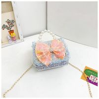 Girl's Small Pu Leather Color Block Cute Bowknot Square Magnetic Buckle Crossbody Bag sku image 9