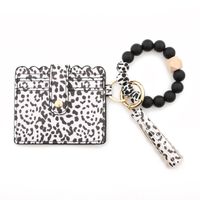 Fashion Solid Color Leopard Silica Gel Beaded Women's Bag Pendant Keychain 1 Piece sku image 13