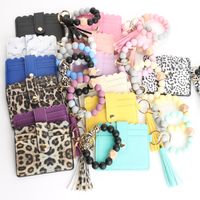 Fashion Solid Color Leopard Silica Gel Beaded Women's Bag Pendant Keychain 1 Piece main image 1
