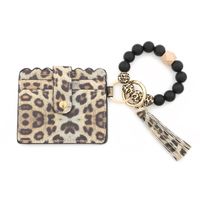 Fashion Solid Color Leopard Silica Gel Beaded Women's Bag Pendant Keychain 1 Piece sku image 14