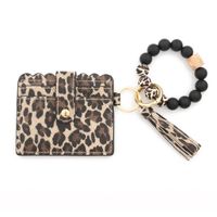 Fashion Solid Color Leopard Silica Gel Beaded Women's Bag Pendant Keychain 1 Piece sku image 15