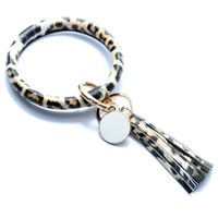 1 Piece Simple Style Zebra Leopard Pu Leather Tassel Bag Pendant Keychain sku image 6