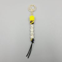 Retro Geometric Letter Silica Gel Beaded Bag Pendant Keychain sku image 3