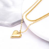 Fashion Heart Shape Titanium Steel Layered Necklaces Plating Stainless Steel Necklaces 1 Piece main image 2