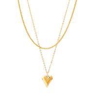 Fashion Heart Shape Titanium Steel Layered Necklaces Plating Stainless Steel Necklaces 1 Piece main image 5