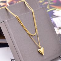 Fashion Heart Shape Titanium Steel Layered Necklaces Plating Stainless Steel Necklaces 1 Piece main image 3