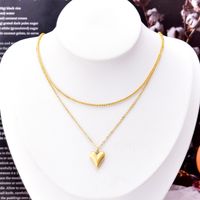 Fashion Heart Shape Titanium Steel Layered Necklaces Plating Stainless Steel Necklaces 1 Piece sku image 1