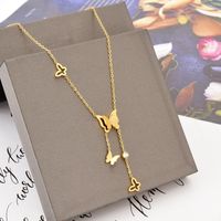 Fashion Butterfly Titanium Steel Necklace Inlay Zircon Stainless Steel Necklaces 1 Piece main image 4