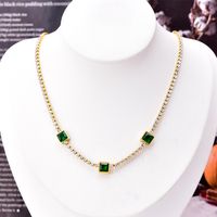 Fashion Geometric Titanium Steel Necklace Inlay Zircon Stainless Steel Necklaces 1 Piece sku image 2