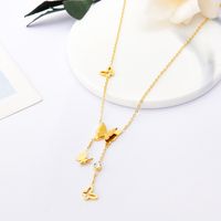 Fashion Butterfly Titanium Steel Necklace Inlay Zircon Stainless Steel Necklaces 1 Piece main image 6