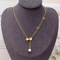 Fashion Butterfly Titanium Steel Necklace Inlay Zircon Stainless Steel Necklaces 1 Piece main image 2