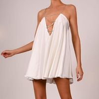 Women's Strap Dress Sexy Fashion Plunging Neck Patchwork Sleeveless Solid Color Above Knee Holiday Daily sku image 2