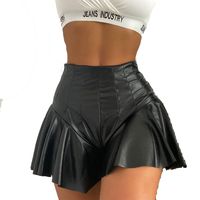 Summer Sexy Fashion Simple Style Solid Color Pu Polyester Slim Above Knee Skirts main image 3