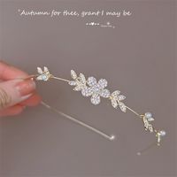 Sweet Flower Alloy Plating Inlay Artificial Pearls Rhinestones Hair Band 1 Piece sku image 1