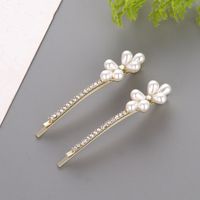 Fashion Bow Knot Alloy Artificial Rhinestones Artificial Pearls Hair Clip 1 Piece sku image 4