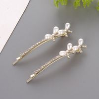 Fashion Bow Knot Alloy Artificial Rhinestones Artificial Pearls Hair Clip 1 Piece sku image 1