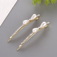 Fashion Bow Knot Alloy Artificial Rhinestones Artificial Pearls Hair Clip 1 Piece sku image 2
