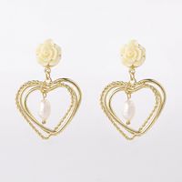 Fashion Heart Shape Alloy Plating Artificial Pearls Women's Drop Earrings 1 Piece main image 3