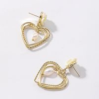 Fashion Heart Shape Alloy Plating Artificial Pearls Women's Drop Earrings 1 Piece main image 1