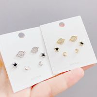 Fashion Star Copper Ear Studs Plating Inlay Zircon Copper Earrings 3 Pairs main image 6
