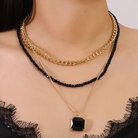 Fashion Square Plastic Beaded Inlay Artificial Gemstones Women's Layered Necklaces 1 Piece main image 5