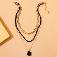Fashion Square Plastic Beaded Inlay Artificial Gemstones Women's Layered Necklaces 1 Piece main image 6