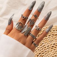 Fashion Cactus Alloy Plating Unisex Rings 8 Pieces main image 1