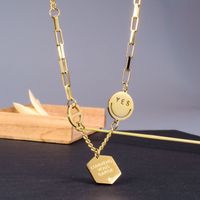 Lässig Brief Titan Stahl 18 Karat Vergoldet Halskette Mit Anhänger In Masse main image 1