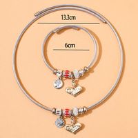 Fashion Heart Shape Stainless Steel Inlay Rhinestones Women's Bracelets Necklace 2 Pieces main image 3