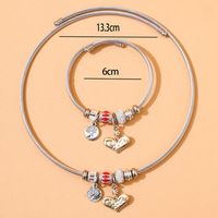 Mode Forme De Cœur Acier Inoxydable Incruster Strass Femmes Bracelets Collier 2 Pièces main image 3