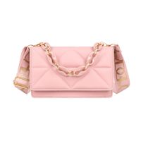 Femmes Petit Faux Cuir Couleur Unie Mode Chaîne Carré Couvercle Rabattable Sac Carré sku image 3