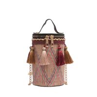 Women's Small Pu Leather Geometric Fashion Cylindrical Zipper Bucket Bag sku image 1