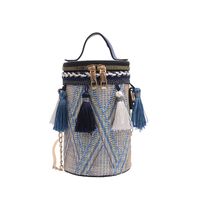 Women's Small Pu Leather Geometric Fashion Cylindrical Zipper Bucket Bag sku image 2