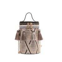 Women's Small Pu Leather Geometric Fashion Cylindrical Zipper Bucket Bag sku image 3