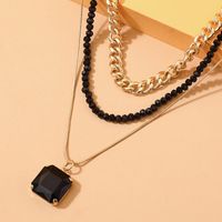 Fashion Square Plastic Beaded Inlay Artificial Gemstones Women's Layered Necklaces 1 Piece main image 1