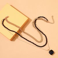 Fashion Square Plastic Beaded Inlay Artificial Gemstones Women's Layered Necklaces 1 Piece main image 4