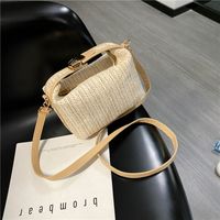 Women's Small Summer Straw Stripe Basic Square Lock Clasp Shoulder Bag sku image 1