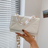 White Black Brown Pu Leather Solid Color Chain Square Evening Bags main image 1