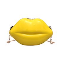 Women's Small Pu Leather Lips Fashion Profiled Zipper Chain Bag sku image 2